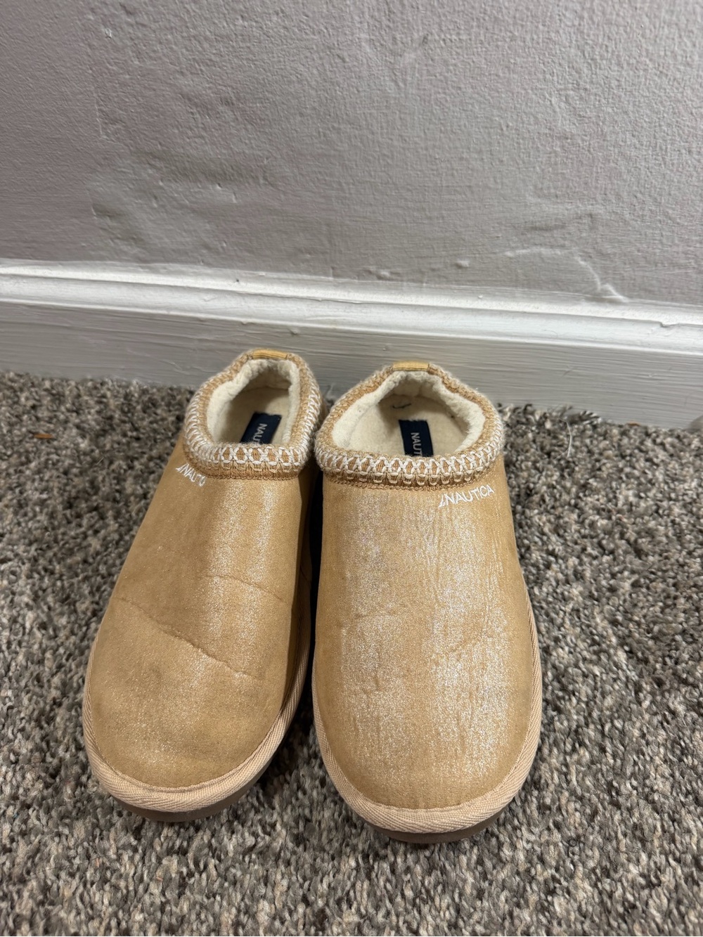 Nautica Kids Light Brown Slip-On Cozy Slippers